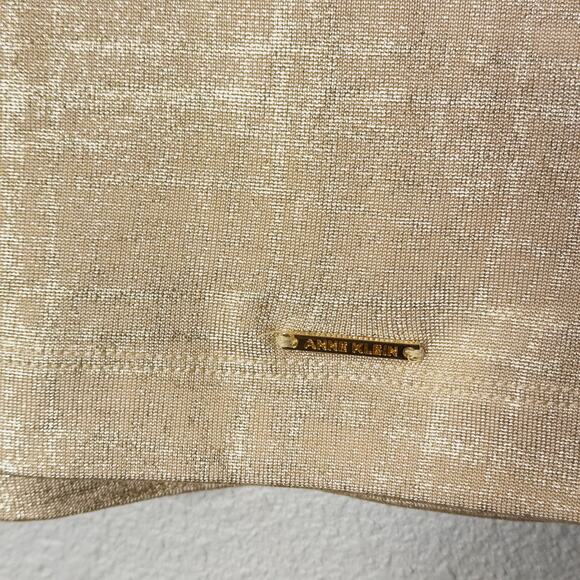 Anne Klein Blouse Metallic Knit Gold Tone Women’s L Chic Quiet Luxury - Picture 6 of 9